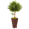 Nearly Natural 9317 46" Artificial Green Olive Topiary Tree in Decorative Planter