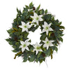 Nearly Natural 23``Mixed Ruscus, Lily, Fittonia and Berries Artificial Wreath