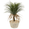 Nearly Natural T1073 32" Artificial Green Pony Tail Palm Plant in White Planter