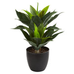 Nearly Natural 6348 21" Artificial Green Agave Plant in Black Planter