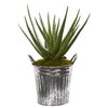 Nearly Natural 9779 22" Artificial Green Aloe Plant in Vintage Metal Pail