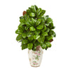 Nearly Natural 8754 30" Artificial Green Magnolia Leaf Plant in Floral Urn