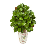 Nearly Natural 8754 30" Artificial Green Magnolia Leaf Plant in Floral Urn