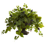 Nearly Natural 6791 29" Artificial Green Grape Leaf with Iron Colored Urn