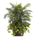 Nearly Natural 3.5` Double Areca w/Vase & Pothos Silk Plant