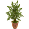 Nearly Natural 9052 3.5' Artificial Green Ruffle Fern Palm Tree in Terra Cotta Planter