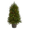 Nearly Natural 5` Sierra Fir Artificial Christmas Tree with 200 Multicolored Lights and 428 Bendable Branches in Decorative Container