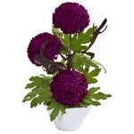 Nearly Natural 1733 Mum Artificial Decorative Bowl Silk Arrangement, Purple