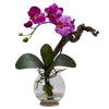 Nearly Natural Mini Phalaenopsis w/Fluted Vase Silk Flower Arrangement