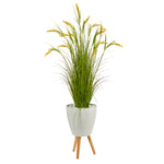 Nearly Natural P1562 5” Wheat Grain Artificial Plant in White Planter with Legs