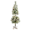 Nearly Natural 3` Flocked Artificial Christmas Tree Topiary with 50 Warm White LED Lights and Pine Cones