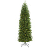 Nearly Natural 7` Slim Green Mountain Pine Artificial Christmas Tree with 300 Clear LED Lights