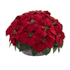 Nearly Natural 8194 14" Artificial Red Poinsettia Plant in Stone Planter