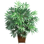 Nearly Natural 6556 Bamboo Palm with Wood Wicker Basket Silk Plant