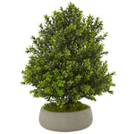 Nearly Natural 6312 22" Artificial Green Boxwood Plant in Stone Planter (Indoor/Outdoor)