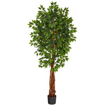 Nearly Natural 6.5` Super Deluxe Ficus Artificial Tree with Natural Trunk