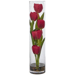 Nearly Natural 1498 Red Tulips in Cylinder Glass