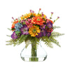 Nearly Natural A1116 11" Artificial Mixed Flowers Arrangement in Glass Vase, Multicolor