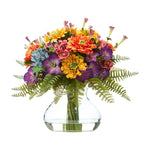 Nearly Natural A1116 11" Artificial Mixed Flowers Arrangement in Glass Vase, Multicolor
