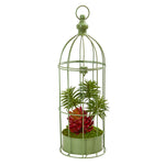 Nearly Natural 8464 20" Artificial Green & Red Succulent Plant in Decorative Cage