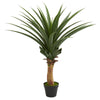 Nearly Natural 6334 3.5' Artificial Green Agave Plant in Black Pot