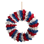 Nearly Natural W1212 18” Red White and Blue ``Americana`` Burlap Wreath
