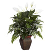 Nearly Natural Mixed Greens w/Spathyfillum & Decorative Vase Silk Plant