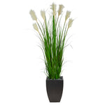 Nearly Natural P1577 64” Wheat Plum Grass Artificial Plant in Black Planters