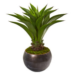 Nearly Natural 9813 41" Artificial Green Agave Plant in Decorative Metal Bowl