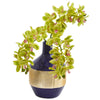 Nearly Natural Phalaenopsis Orchid Artificial in Blue and Gold Designer Vase