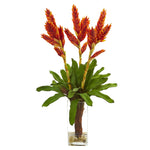 Nearly Natural 1738 Tropical Bromeliad Artificial Arrangement in Glass Vase