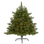 Nearly Natural 4` Wyoming Mixed Pine Artificial Christmas Tree with 250 Clear Lights and 462 Bendable Branches