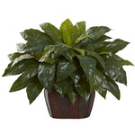 Nearly Natural 6834 27" Artificial Green Giant Birdsnest Fern with Decorative Planter