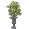 Nearly Natural 5954 3.5' Artificial Green Areca Palm Tree with Gray Urn, UV Resistant (Indoor/Outdoor)