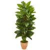 Nearly Natural 9355 5' Artificial Green Real Touch Large Leaf Philodendron Plant in Terra Cotta Planter