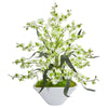 Nearly Natural Dancing Lady Orchid Artificial Arrangement in White Vase