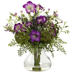 Nearly Natural 1376 Purple Mixed Morning Glory w/Vase