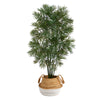 Nearly Natural T2942 4` Parlor Palm Artificial Tree in Cotton & Jute White Woven Planters