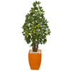 Nearly Natural 9328 59" Artificial Green Schefflera Tree in Orange Planter