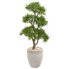 Nearly Natural 9471 43" Artificial Green Bonsai Styled Podocarpus Tree in Sandstone Planter