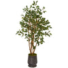 Nearly Natural T1104 4.5' Artificial Green Ficus Artificial Tree in Ribbed Metal Planter