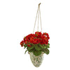 Nearly Natural 13`` Violet Artificial Plant in Floral Hanging Vase