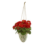 Nearly Natural 13`` Violet Artificial Plant in Floral Hanging Vase