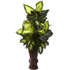 Nearly Natural 6724 50" Artificial Green Golden Dieffenbachia with Bamboo Planter