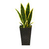 Nearly Natural P1588 18” Sansevieria Artificial Plant in Embossed Black Planters