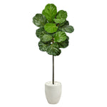 Nearly Natural T2468 4.5’ Fiddle Leaf Artificial Tree in White Planter