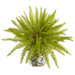 Nearly Natural 8717 15" Artificial Green Fern Plant in Floral Planter