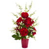 Nearly Natural 1770 28" Rose & Cherry Blossom Artificial Arrangement
