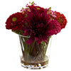 Nearly Natural 4847 Zinnia Arrangement with Glass Vase Plants