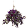 Nearly Natural 6842 18" Artificial Green & Purple Morning Glory Hanging Basket